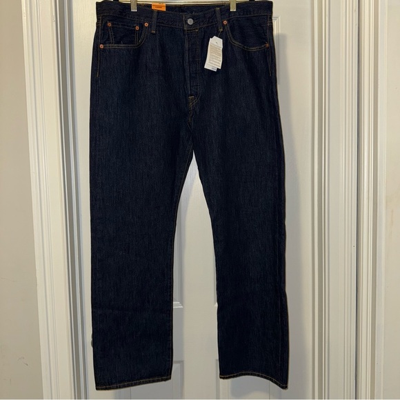 Levi's 501 Blue Straight Jeans Classic Fit - Picture 1 of 8